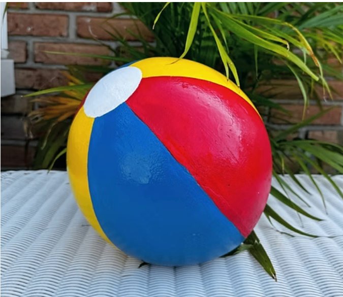 Cement beach ball garden accent